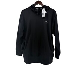 NWT Adidas Womens Training Hoodie Black White IM2686 Sweatshirt Size M